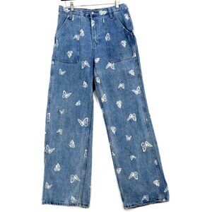 Simple Society Butterfly Jeans Baggy High Rise Print Y2K Soft Girl Coquette